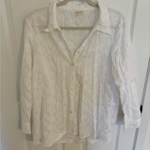 Nicole Miller White Eyelet Blouse